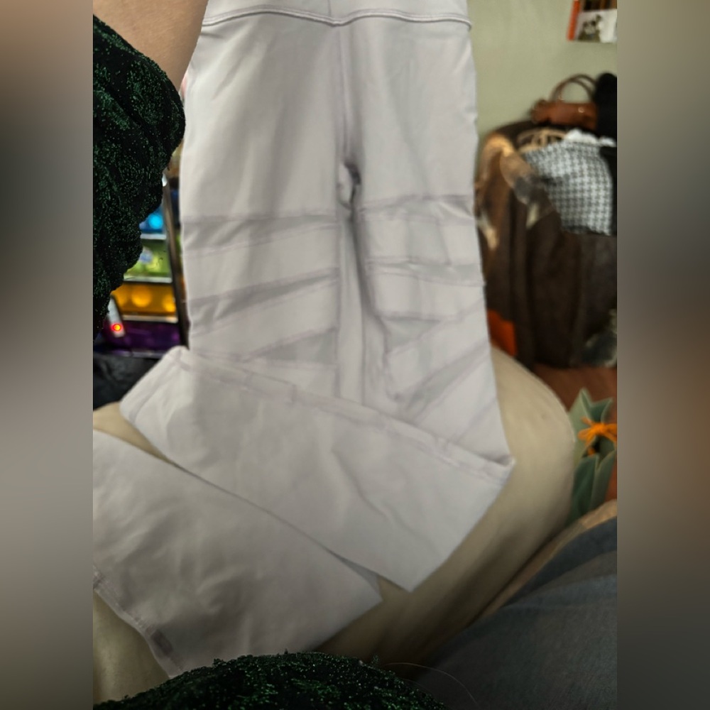 Lululemon Athletica Gray Wunder Under Long Mesh Panels Leggings Yoga  Size 4